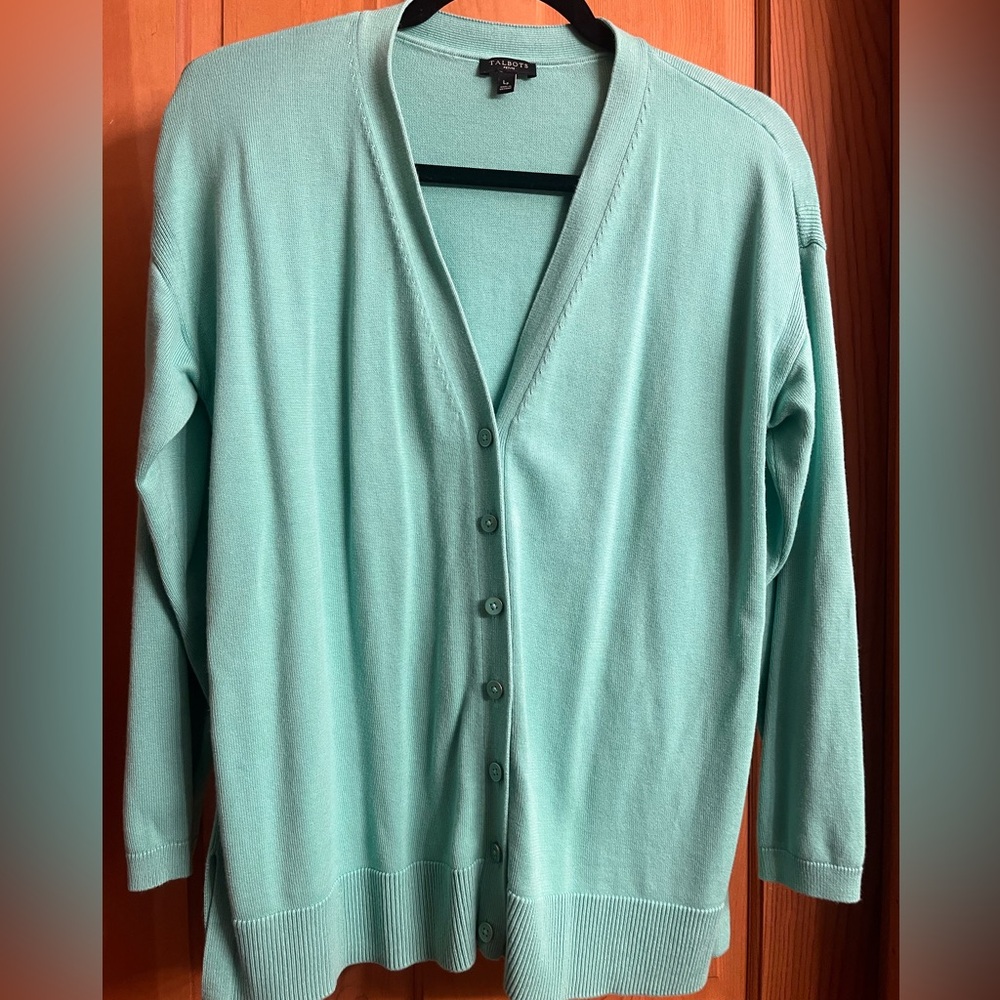 Talbots Button Cardigan Green Size Petite Large